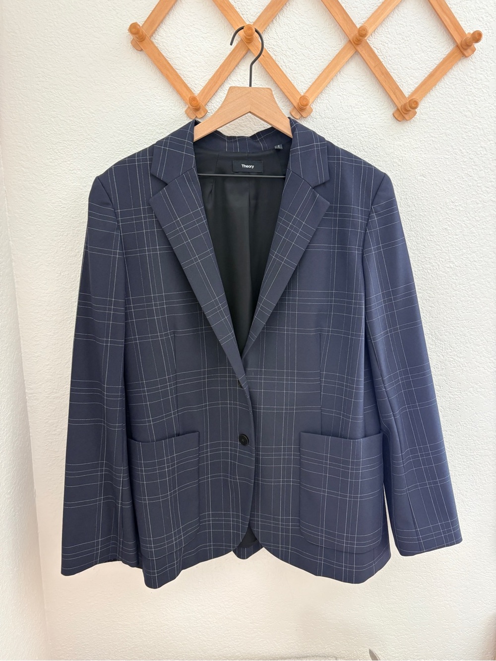 THEORY Dover Windowpane Plaid Jacket In Navy Multi
